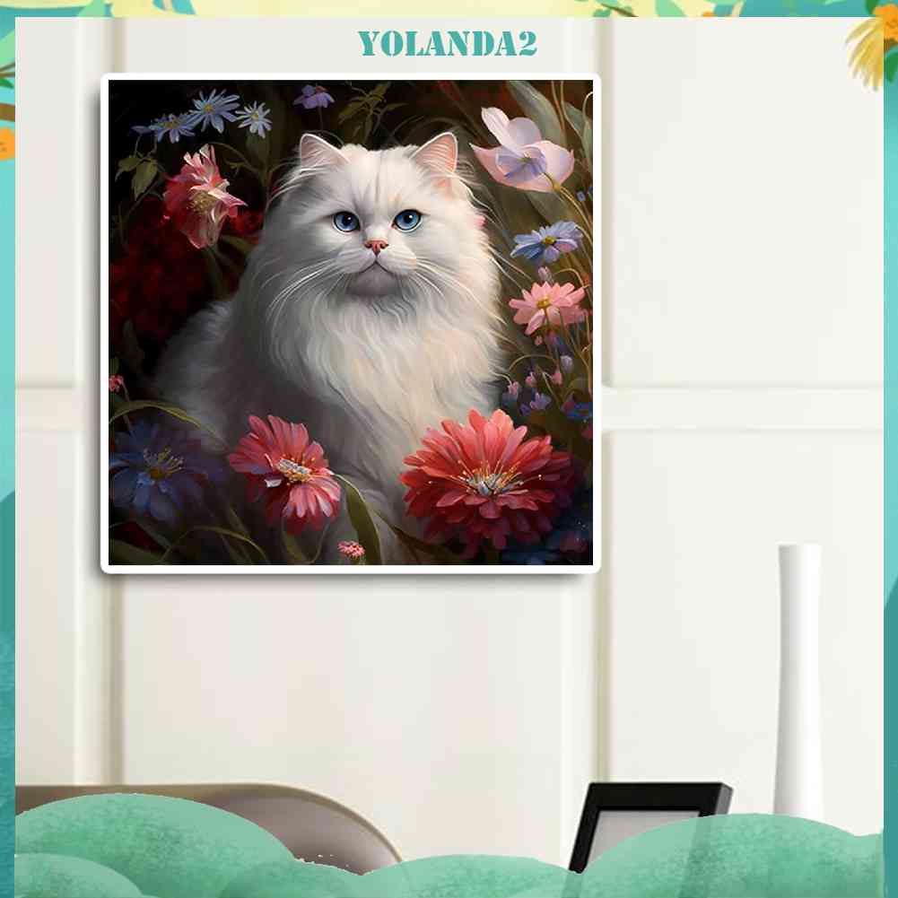 Tranh Đính Đá Kim Cương Toàn Bộ 5D DIY Hình Vẽ Mèo Trang Trí Nhà Cửa