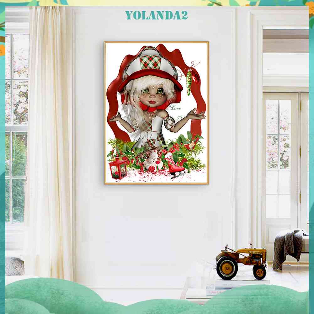 Bộ Tranh Đính Đá 5D Tự Làm Họa Tiết Bé Gái Hoạt Hình Trang Trí Nhà Cửa