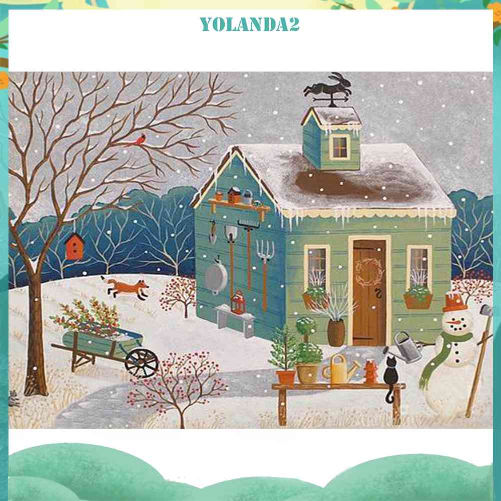 Bộ Tranh Đính Đá 5D DIY Hình Ngôi Nhà Tuyết Phủ Toàn Diện
