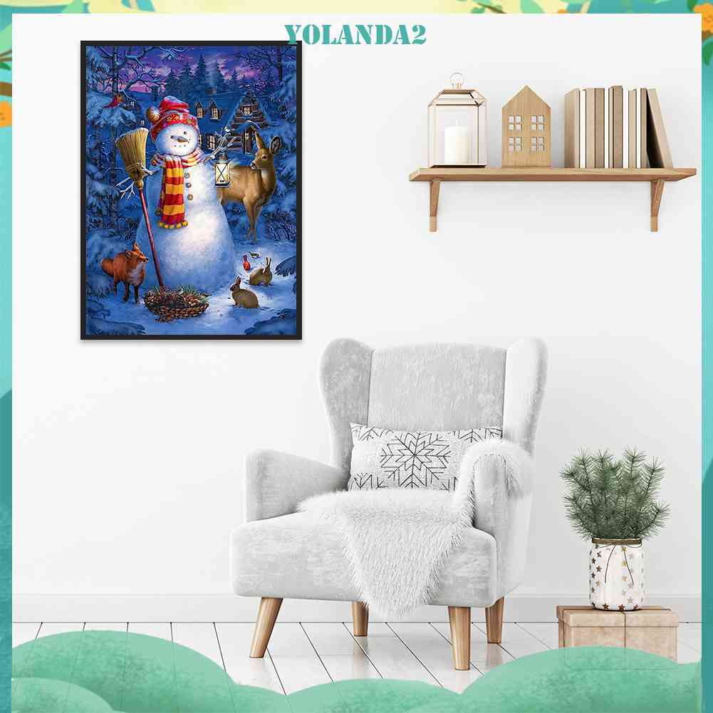 Bộ Tranh Đính Đá 5D Họa Tiết Người Tuyết / Lồng Đèn Độc Đáo DIY Dùng Trang Trí