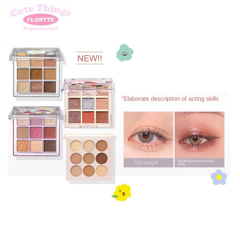 Bảng Phấn Mắt FLORTTE / Phấn Mắt 9 Màu Sắc Tố Cao HHMBM171 Cho Người Mới Bắt Đầu