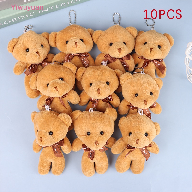 Bộ 10 Gấu Bông Mini 12cm Trang Trí Bó Hoa / Móc Khóa Mới