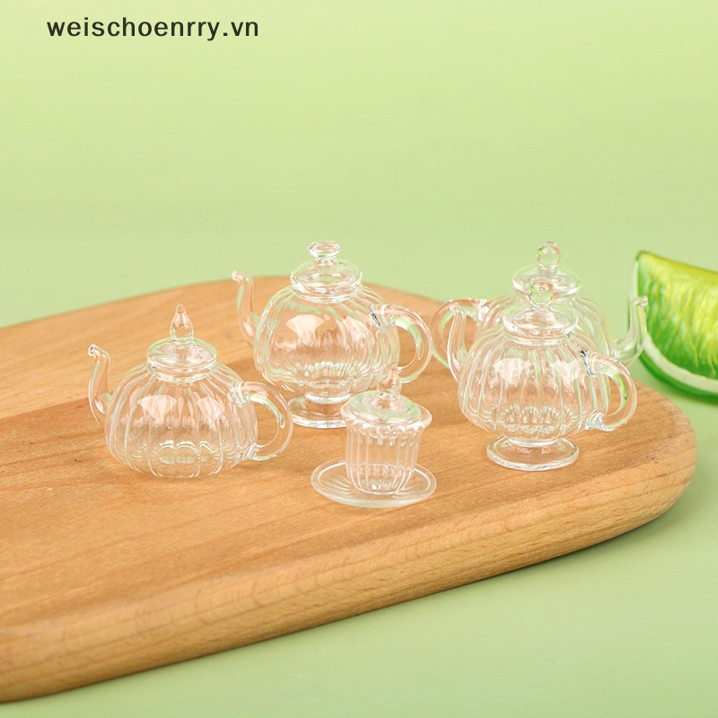 Bình Trà Thủy Tinh Đế Phẳng Mini Tỉ Lệ 1: 12 Trang Trí Nhà Búp Bê