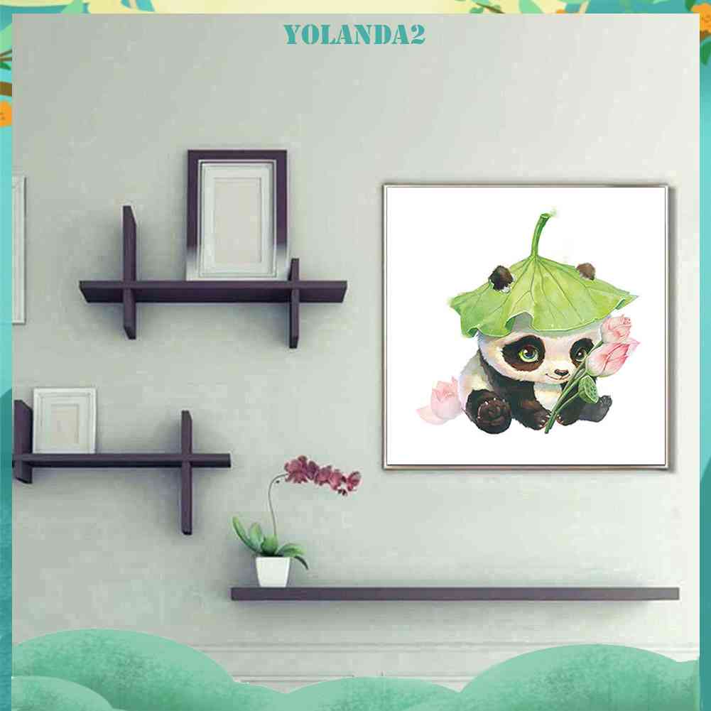 Tranh Thêu Trang Trí Thủ Công 5D Hình Gấu Trúc Đáng Yêu (Mũi Thêu Hình X