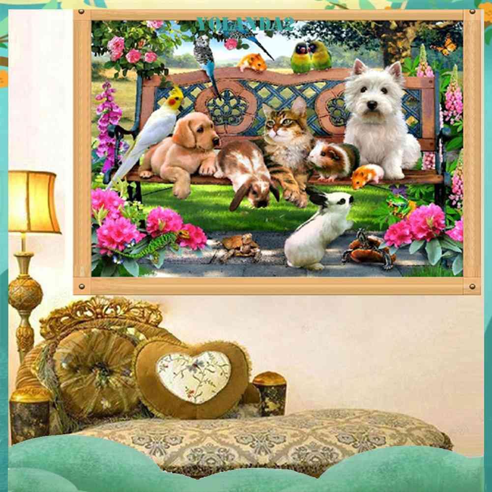 Bộ Tranh Đính Đá 5D Tự Làm 40x30cm Hình Khu Vườn Động Vật