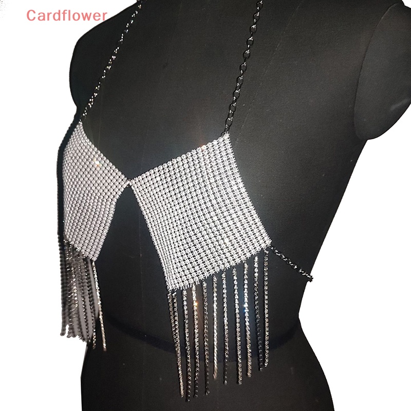 < Cardflower > Áo Không Tay Dáng Ôm Hở Lưng Đính Kim Cương Pha Lê Tua Rua Gợi Cảm Thời Trang Cho Nữ Mới