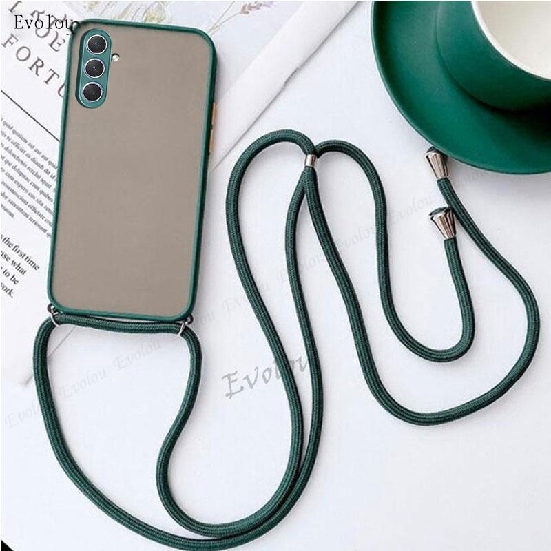 Ốp Điện Thoại Silicon + PC Cứng Trong Suốt Có Dây Đeo Chéo Cho Samsung Galaxy A54 A34 A14 5G A04 A32 A42