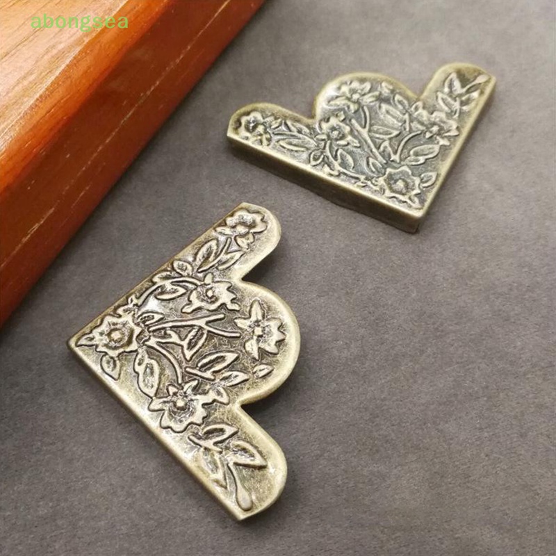 Abongsea Bộ 4 Miếng Kim Loại Chạm Khắc Hoa Trang Trí Góc Hộp Trang Sức Nội Thất
