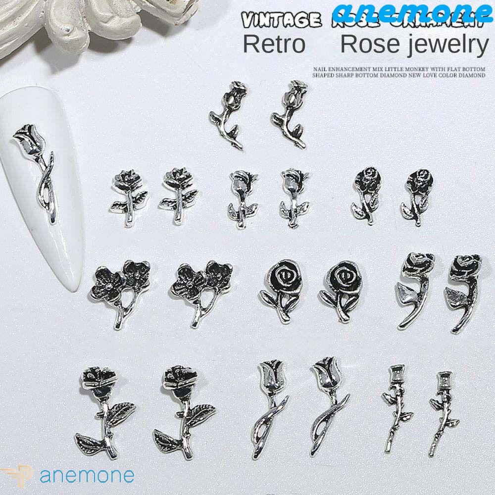 Phụ Kiện Trang Trí Móng Nghệ Thuật Hình Hoa Hồng 3D Bằng Hợp Kim Phong Cách Nhật Bản