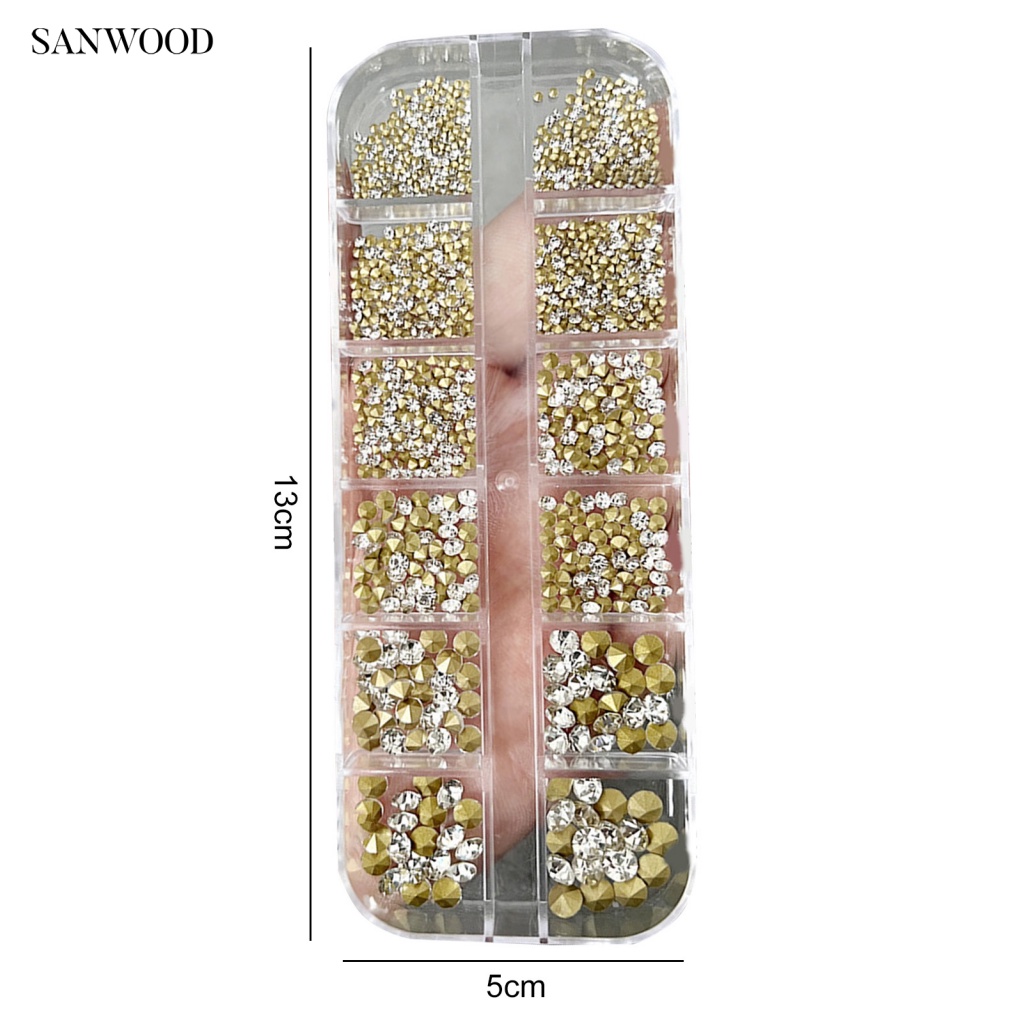 1 Hộp Đá Đính Trang Trí Móng Tay Nhiều Kích Cỡ