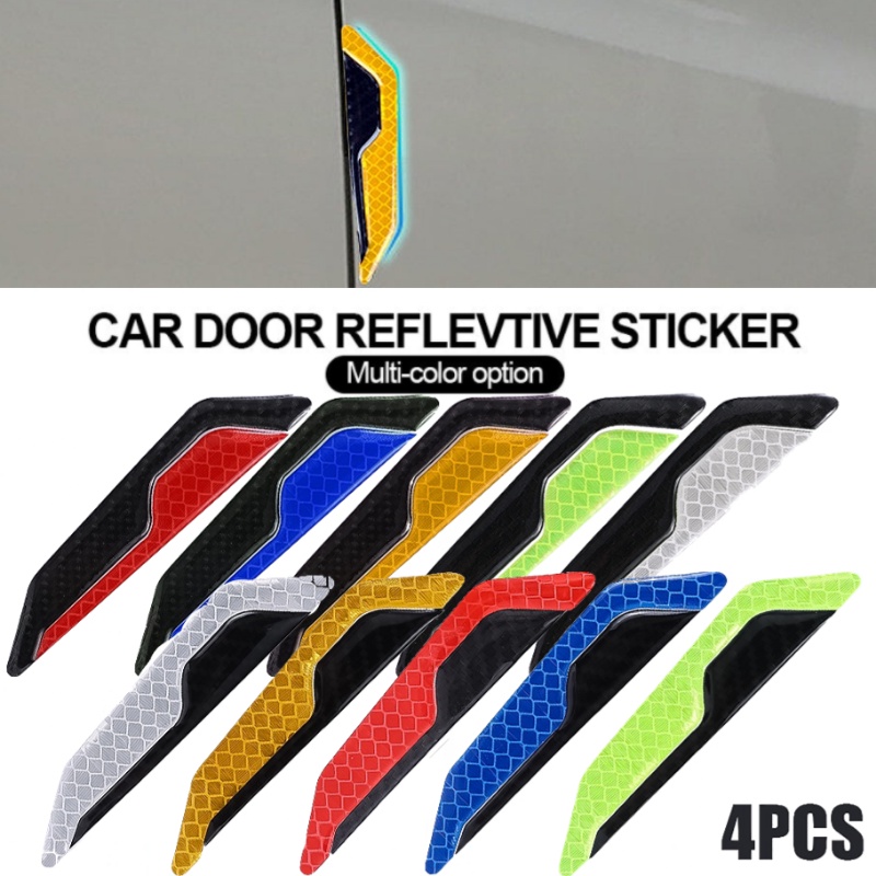 Bộ 4 Miếng Dán Phản Quang Chống Trầy Trang Trí Cửa Xe Hơi