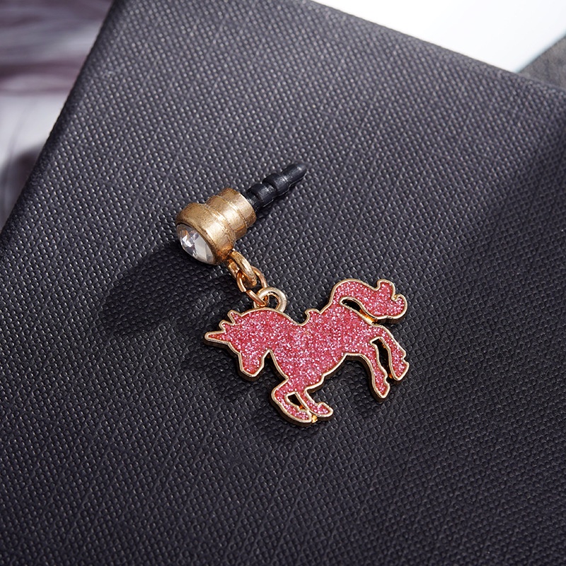 Nút Cắm Chống Bụi Cho Lỗ Cắm Tai Nghe Điện Thoại Di Động Bằng Hợp Kim Hình Kỳ Lân Đính Sequin Chống Bụi diy