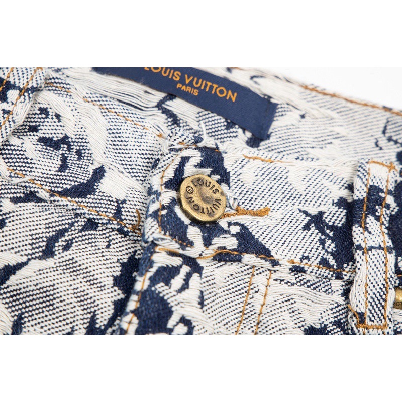 L88v &amp; - Quần Short denim Phối Tua Rua In Logo Hoa Hồng Thời Trang Đường Phố Mới Nhất Cho Nam Và Nữ Cùng Phong Cách Jrtsyhrtfjyg