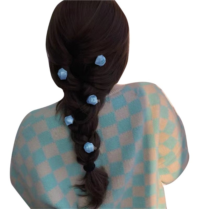 Set 5 Kẹp Tóc Hoa Hồng Vải Satin Thời Trang