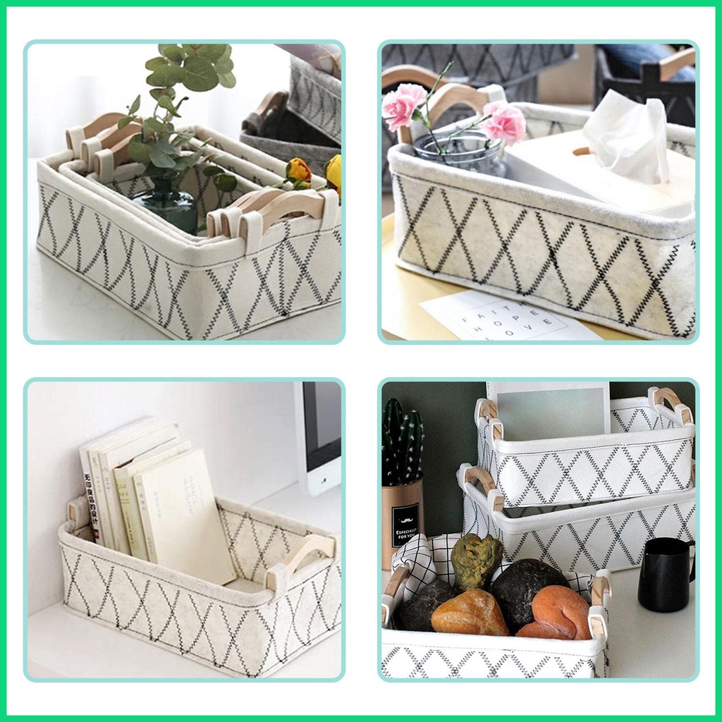 Set 3 Giỏ Nỉ Đựng Đồ Cỡ Lớn Có Tay Cầm Thoải Mái Dễ Sử Dụng