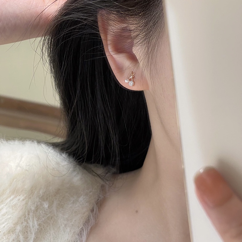 Bông Tai Bằng Thép Titanium Đính Ngọc Trai Kim Cương Thời Trang Dành Cho Nữ