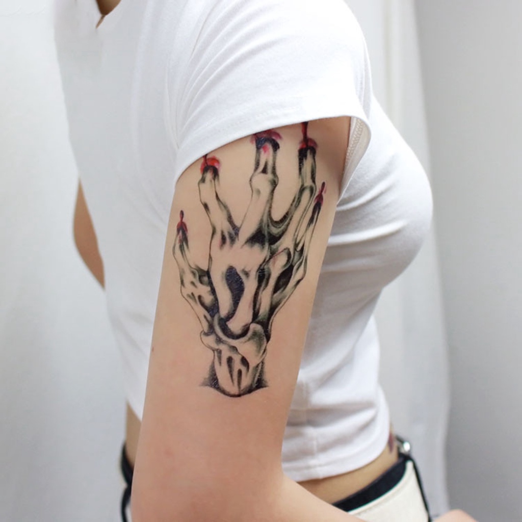 Set 10 Hình Xăm Dán Tạm Thời Chống Nước Siêu Mỏng Đa Năng Phong Cách Halloween