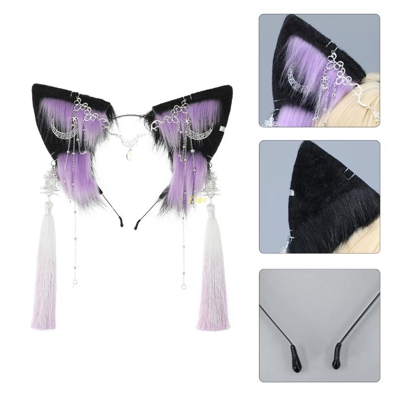 Flgo Băng Đô Cài Tóc Phối Lông Tua Rua Hóa Trang Truyện Tranh Anime Cho Nữ