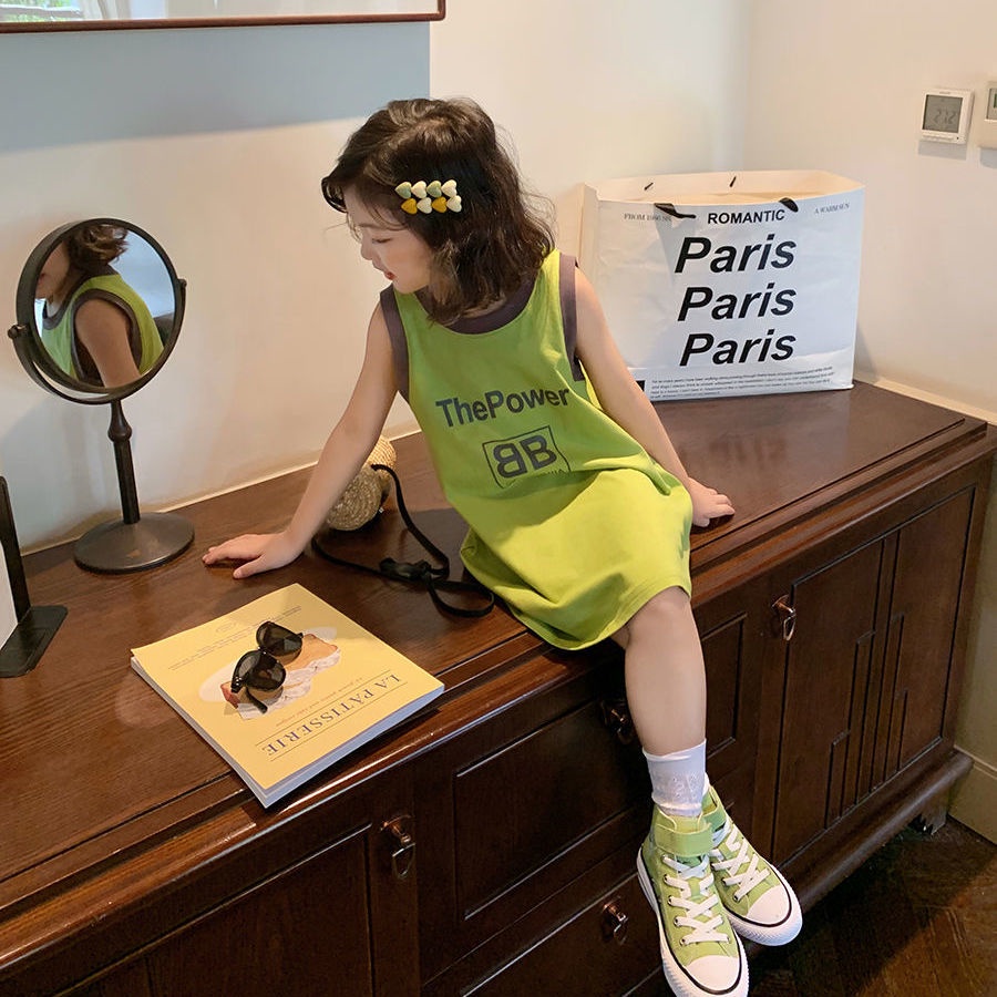 Đầm Thun 100% Cotton Thoáng Khí In Họa Tiết Hoạt Hình Thời Trang Mùa Hè 2023 Cho Bé Gái