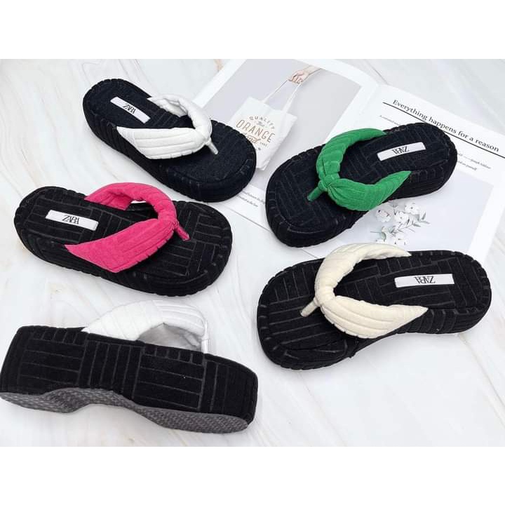 Dép xuồng quai kẹp nhung cao 5 cm
