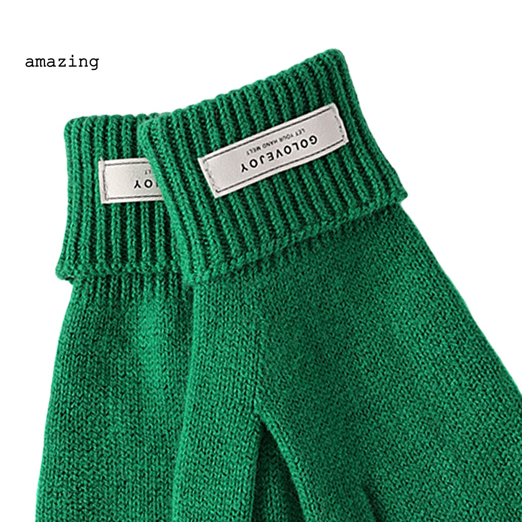 1 Đôi Găng Tay Dệt Kim Dày Dặn Giữ Ấm Mùa Đông