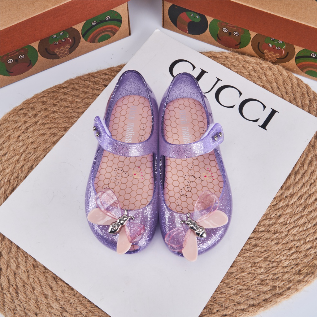 Giày Sandal Nhựa Đính Chú Ong Nhỏ Trang Trí Giày Đi Biển Phong Cách melissa melissa 2023 Mới Cho Bé Gái