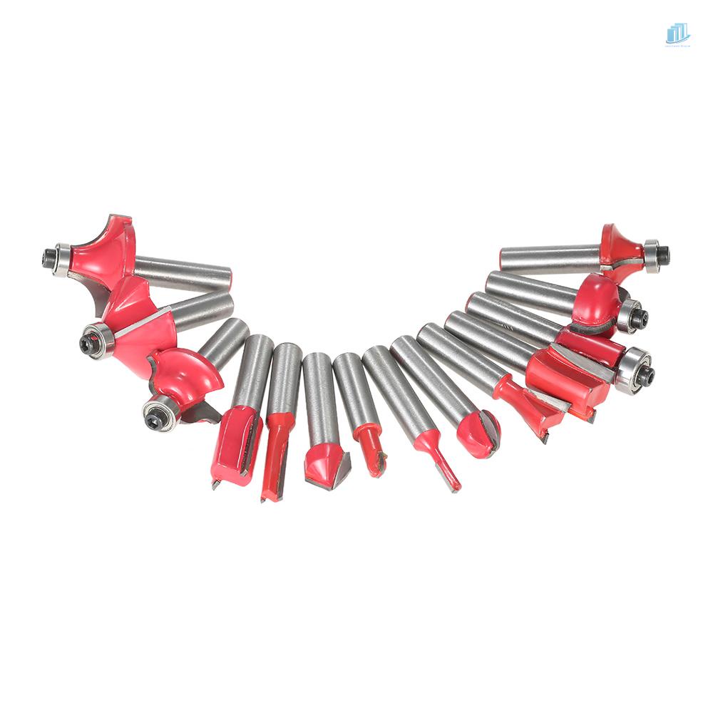 Bộ 15 Mũi Phay Cắt Gỗ Bằng Cacbua Chuyên Dụng