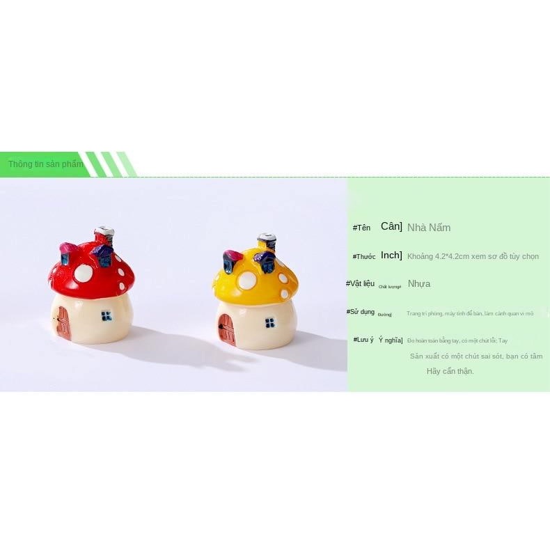​​​​​​​​Mô Hình Tiểu Cảnh "Ngôi Nhà Nấm mini Dễ thương Mini" Trang Trí Sen Đá, Sân Vườn/ Chậu Cây, DYI, Terrarium