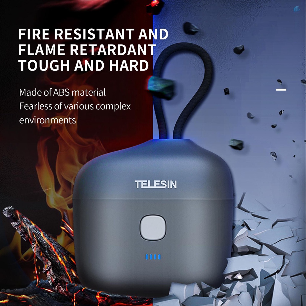 TELESIN Hộp Sạc Micro Không Dây 3 Rãnh TE-WMB-001 Tích Hợp Pin 4000mAh Type-C 18W Tiện Dụng