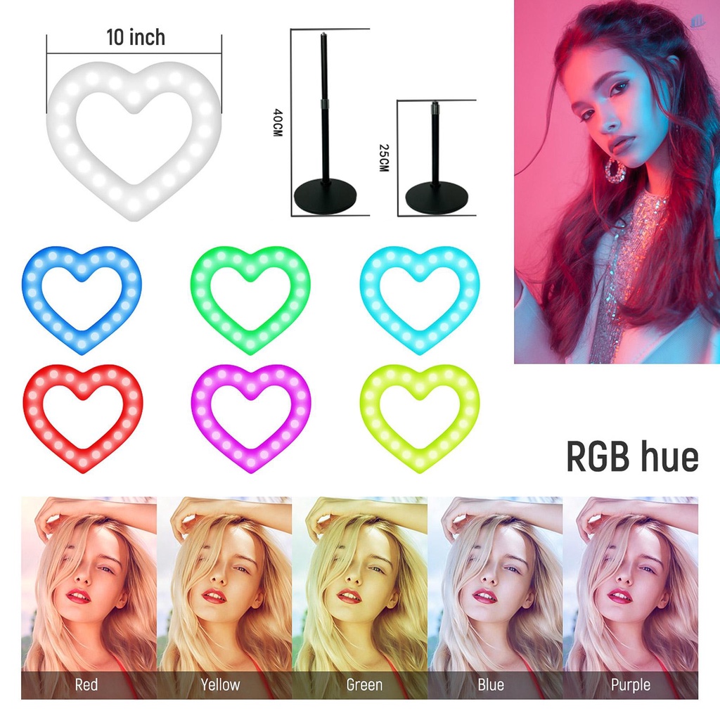 Đèn LED Hình Trái Tim Có Giá Đỡ Để Bàn 10 Inch