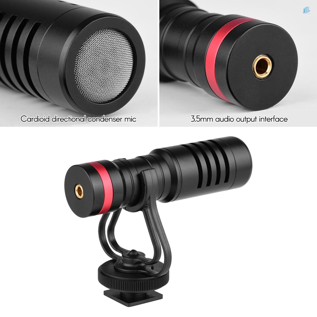 Micro Cardioid Chống Sốc Có Giá Đỡ Đầu Ra Âm Thanh 3.5mm TRS Và TRRS Dành Cho Điện Thoại Thông Minh / Máy Ảnh