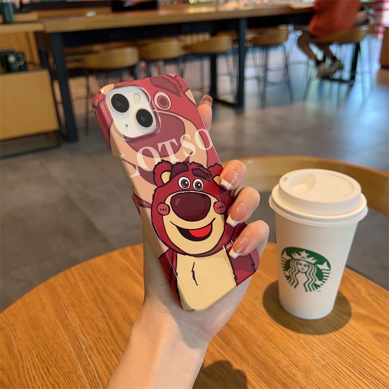 Ốp Điện Thoại Họa Tiết Gấu Và Dâu Tây Dễ Thương Cho Iphone 8p 11 13Promax14Pro 12 IE60