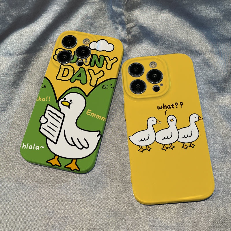 Ốp Điện Thoại Cứng Họa Tiết Vịt Trắng Nhỏ Dễ Thương Cho Iphone Xr plus137 / promax / 11 xs 12 148 XS4Q