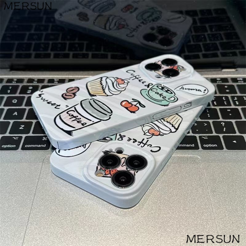 Ốp Điện Thoại Họa Tiết Cây Kem Cherry Vẽ Tay Phù Hợp Với Nữ Cho Apple iPhone13pro14pro 14 max Niche 1YBG