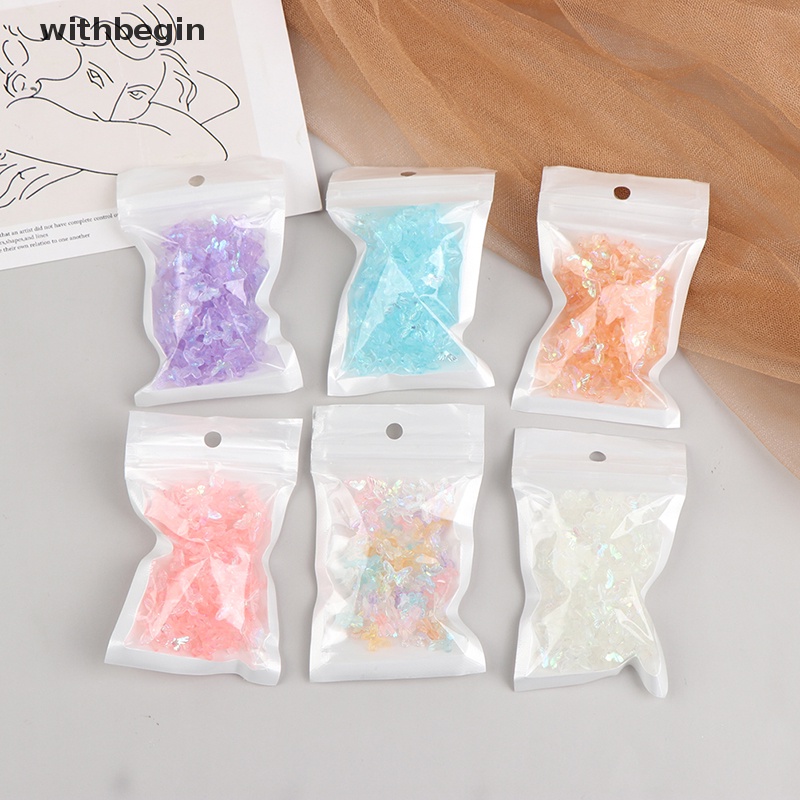 Bộ 20 Miếng Dán Móng Tay Hình Bướm Bằng Resin Lấp Lánh Nhiều Màu Sắc DIY