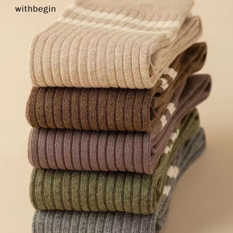 1 Đôi Vớ Dài Ngang Bắp Chân Mỏng Thoáng Khí Thoải Mái Họa Tiết Kẻ Sọc Phong Cách Nhật Bản Cổ Điển