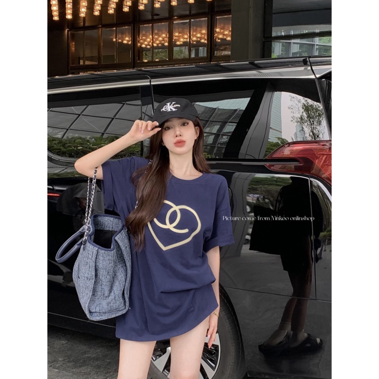 Áo Thun Cotton Cổ Tròn Ngắn Tay Dáng Rộng In Hình Thời Trang Hè Hàn Quốc Dành Cho Nữ 2023