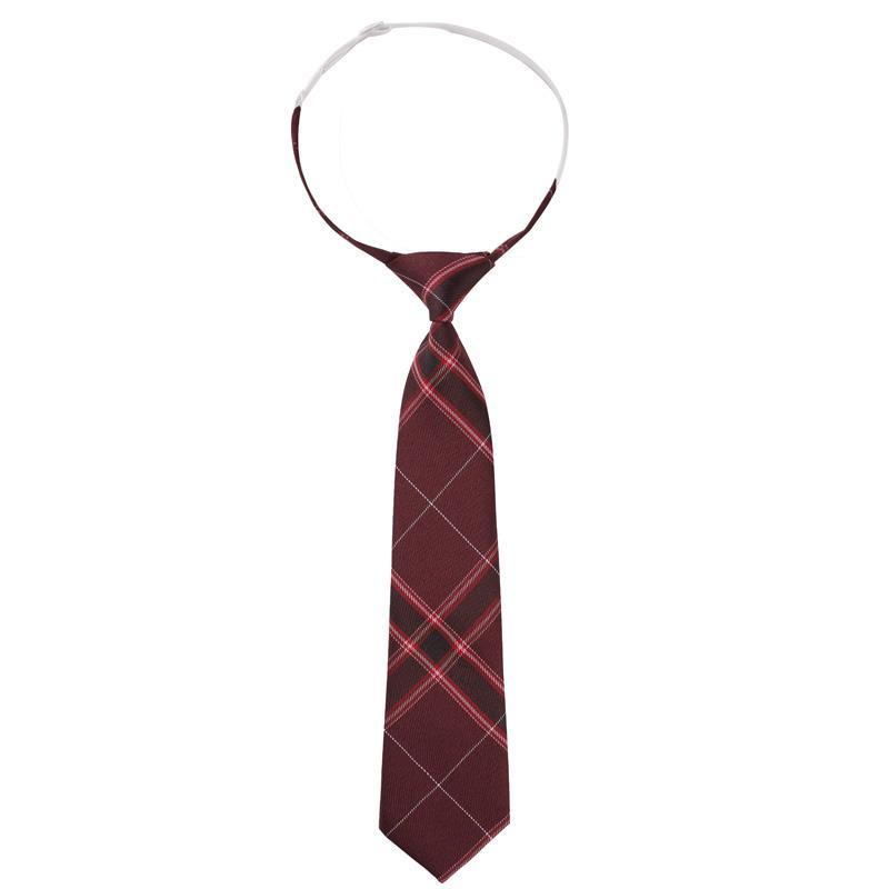 Cà Vạt Thắt Nút Đồng Phục Nữ Sinh Nhật Bản Họa Tiết Caro Màu Đỏ Rượu Vang Dễ Phối Đồ Phong Cách Preppy Mới