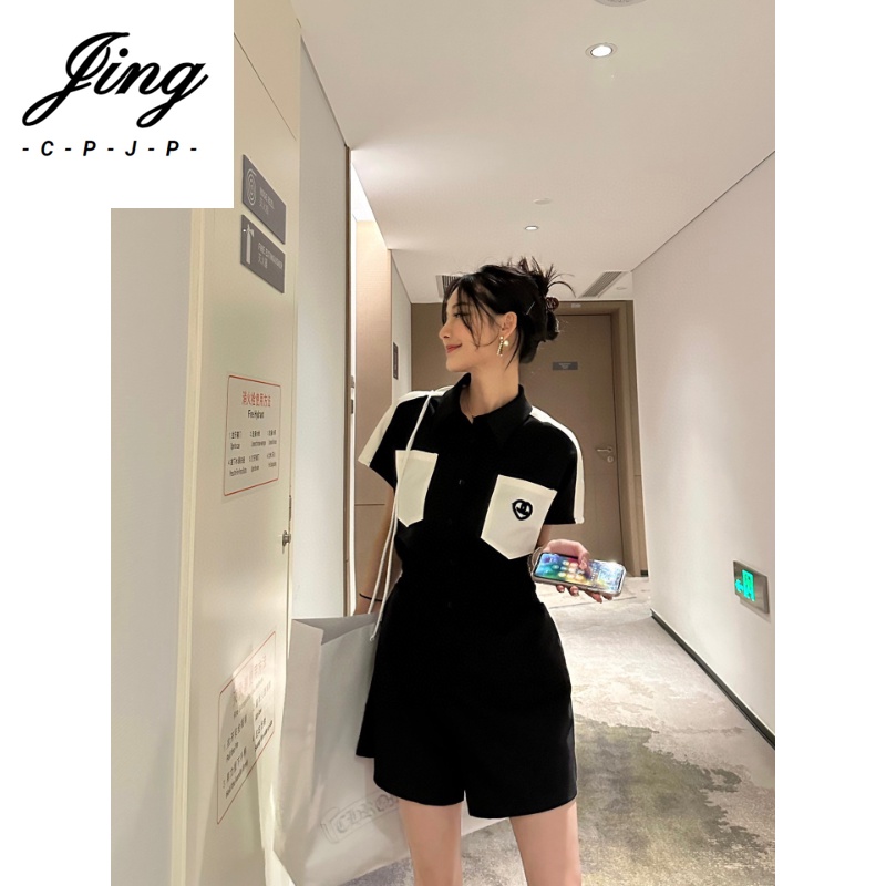 Áo liền quần Lưng Cao Ống Rộng Thiết Kế Mới Kiểu Dáng Đơn Giản Thời Trang Dành Cho Nữ