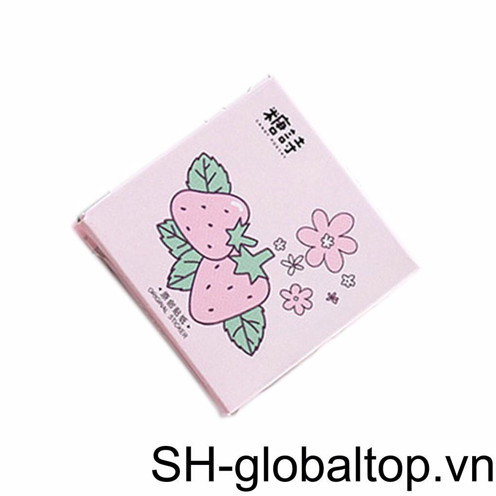 Hộp 45 Miếng Dán Hình Trái Dâu Trang Trí Sổ Tay Nhật Ký