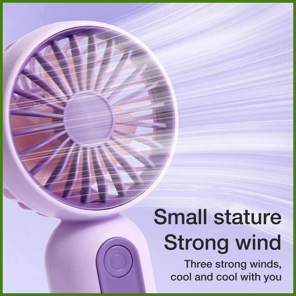 Quạt Mini Cầm Tay 3 Tốc Độ Tiếng Ồn Thấp + Sạc USB Tiện Dụng