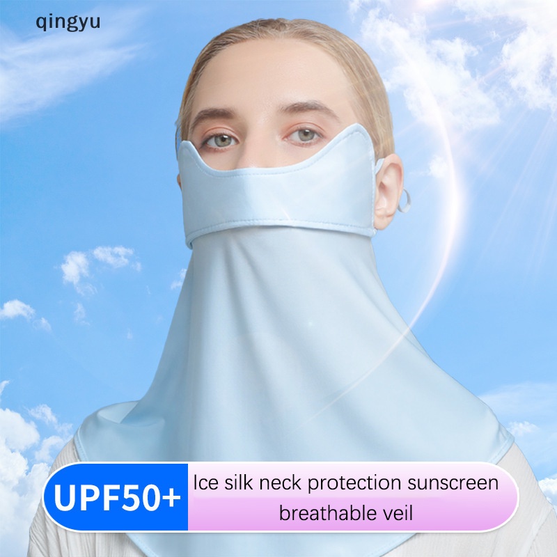 Khẩu Trang Lụa Lạnh Che Phủ Tai Và Cổ Chống Tia UV Bảo Vệ Mặt Khi Lái Xe Dành Cho Bạn Nữ
