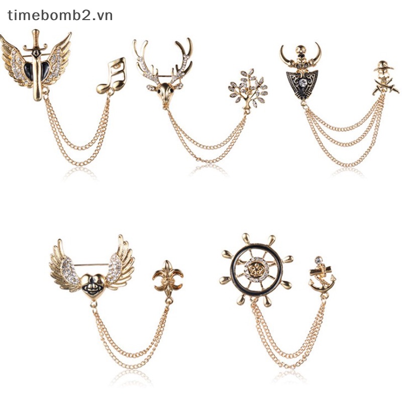 1 Huy Hiệu Cài Áo Hình Đôi Cánh Thiên Thần / Rồng / Mỏ Neo Thời Trang Cho Nam Và Nữ
