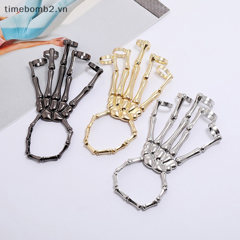 {Timebomb} Vòng Đeo Tay Hình Bộ Xương Bàn Tay Có Thể Điều Chỉnh Phong Cách Gothic