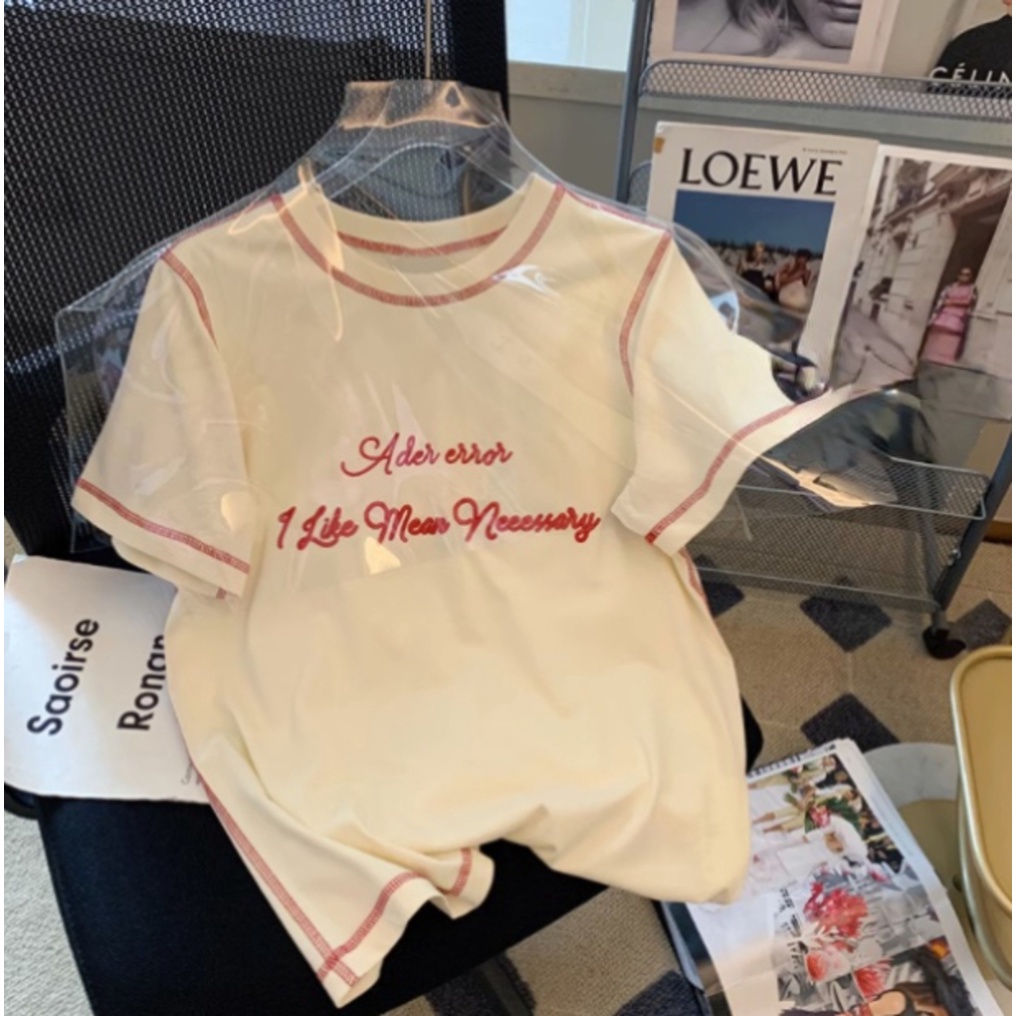 Áo Thun Ngắn Tay Thêu Họa Tiết monogram Thời Trang Cho Nữ