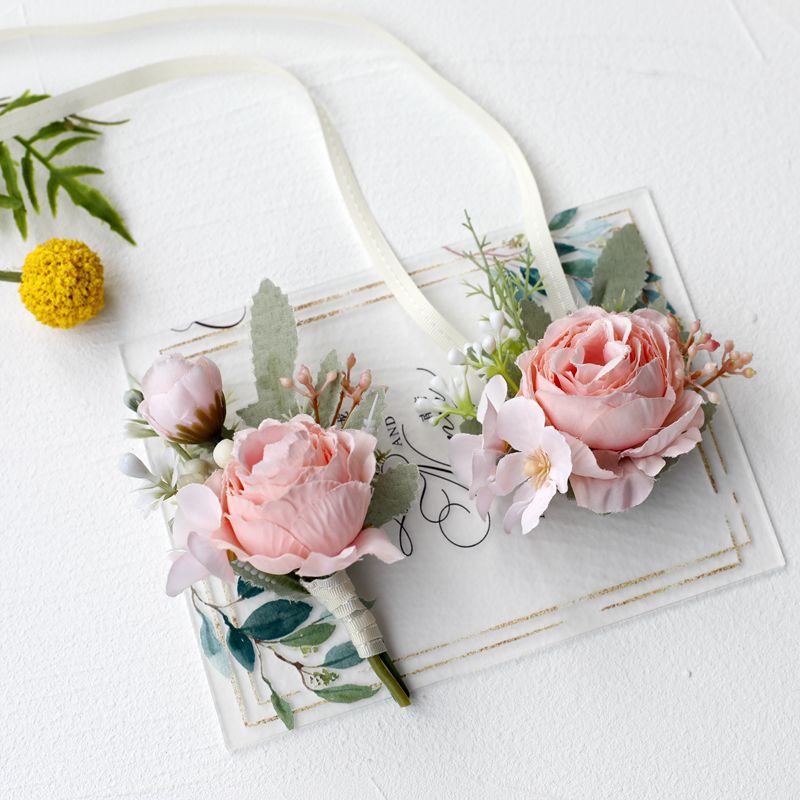 Corsage Cổ Tay Corsage Phù Dâu Vòng Tay Hoa Lụa Hoa Cưới Tiệc Hoa Tay Bó Hoa Bao Bì Đồ Trang Trí
