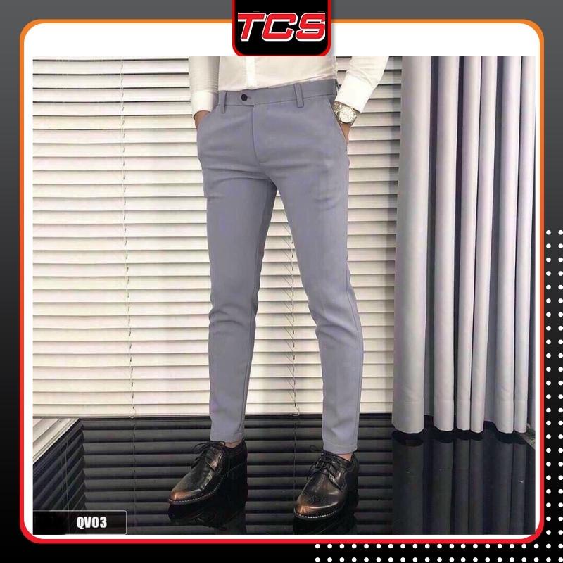 NEW! Quần tây nam ống côn dáng body vải co giãn cao cấp công sở đi học đi tiệc đi chơi DTT xám Mẫu Mới
