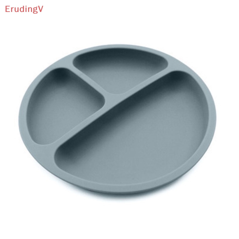 [ErudingV] Đĩa Ăn Bằng Silicon Màu Trơn Họa Tiết Hoạt Hình Dễ Thương Có Giác Hút Cho Bé [Mới]