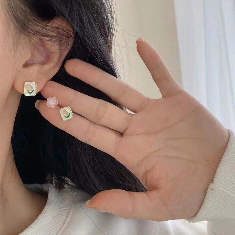 Bộ Ba Món Bông Tai Hoa tulip Nhỏ Tinh Tế Thời Trang Xuân Hè Mới 2023 Dành Cho Bạn Nữ