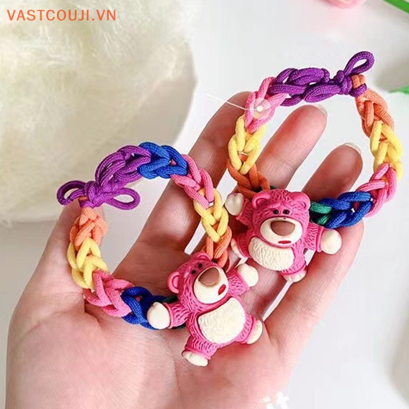 Vòng Tay Dây Cao Su Bện Thủ Công Tự Làm Hình Gấu / Dâu Tây Dễ Thương Cho Cặp Đôi